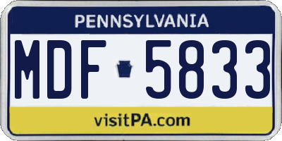 PA license plate MDF5833