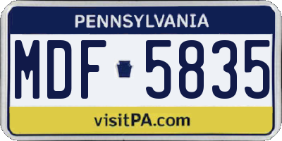 PA license plate MDF5835
