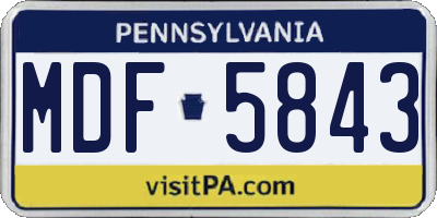 PA license plate MDF5843