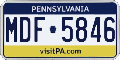PA license plate MDF5846