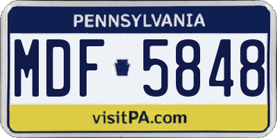 PA license plate MDF5848