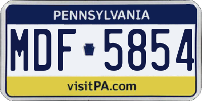 PA license plate MDF5854