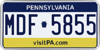 PA license plate MDF5855