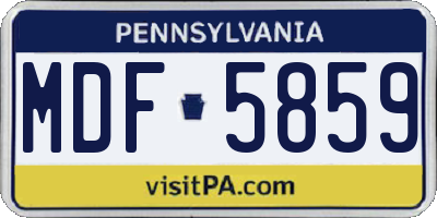 PA license plate MDF5859