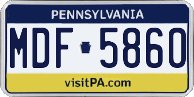 PA license plate MDF5860