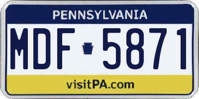 PA license plate MDF5871