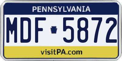 PA license plate MDF5872