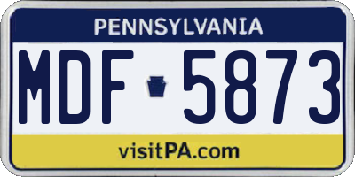 PA license plate MDF5873