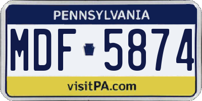 PA license plate MDF5874