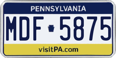 PA license plate MDF5875