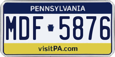 PA license plate MDF5876