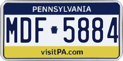 PA license plate MDF5884