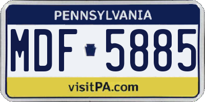PA license plate MDF5885