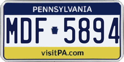 PA license plate MDF5894