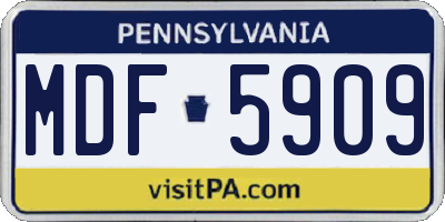 PA license plate MDF5909