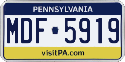 PA license plate MDF5919