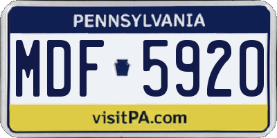 PA license plate MDF5920