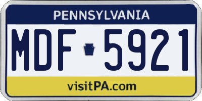 PA license plate MDF5921