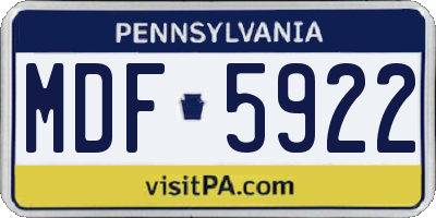 PA license plate MDF5922