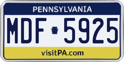 PA license plate MDF5925