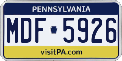 PA license plate MDF5926