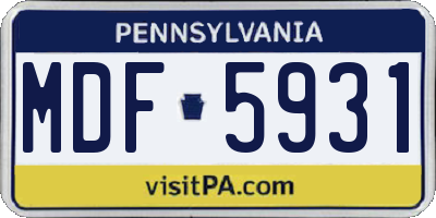 PA license plate MDF5931