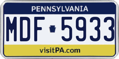 PA license plate MDF5933