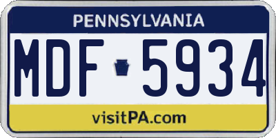 PA license plate MDF5934