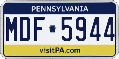 PA license plate MDF5944