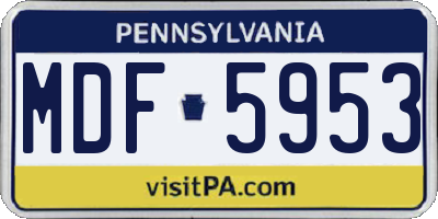 PA license plate MDF5953