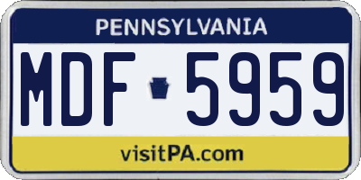 PA license plate MDF5959