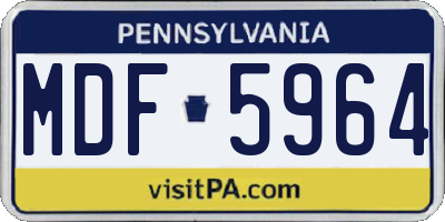 PA license plate MDF5964