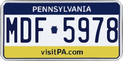 PA license plate MDF5978