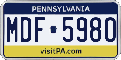 PA license plate MDF5980
