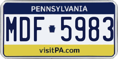 PA license plate MDF5983