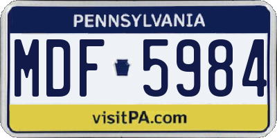 PA license plate MDF5984