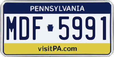PA license plate MDF5991