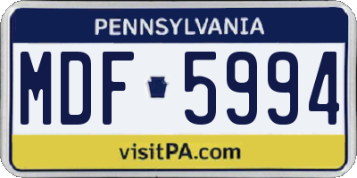 PA license plate MDF5994