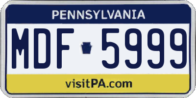 PA license plate MDF5999