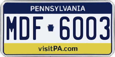 PA license plate MDF6003