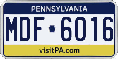 PA license plate MDF6016