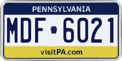 PA license plate MDF6021