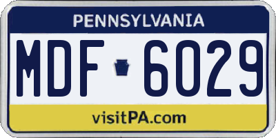 PA license plate MDF6029