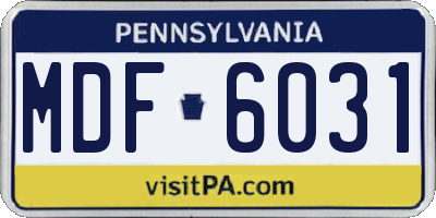 PA license plate MDF6031