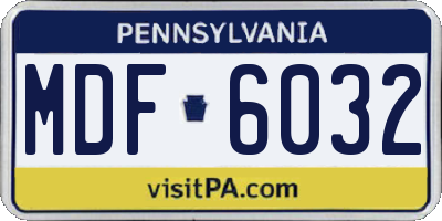PA license plate MDF6032