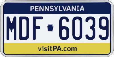 PA license plate MDF6039