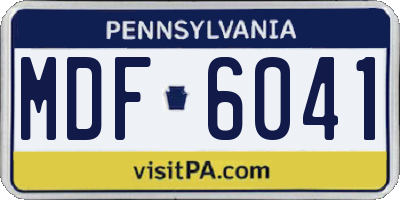 PA license plate MDF6041