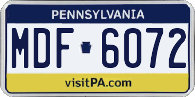 PA license plate MDF6072