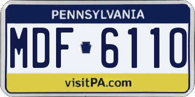 PA license plate MDF6110