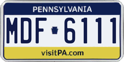 PA license plate MDF6111